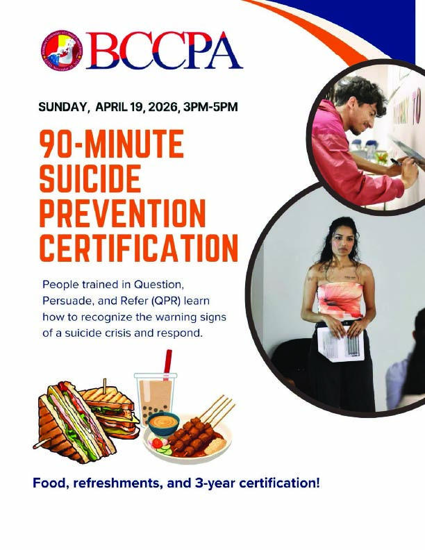 BCCPA’s 90-Minute Suicide Prevention (QPR) Certification | Bhutanese ...